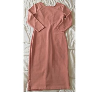 MIDI Length Pink Dress with Open Back